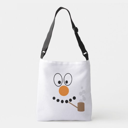 Kerst leuk sneeuwman Cartoon gezicht Crossbody Tas (Achterkant)