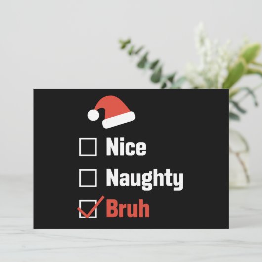 Kerst Leuk Stout Broer Grappige Kerstlijst Feestdagenkaart (Staand voorkant)