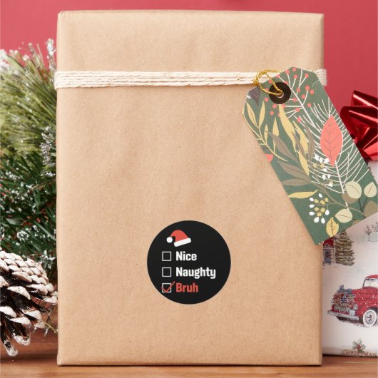 Kerst Leuk Stout Broer Grappige Kerstlijst Ronde Sticker (Feestdagen)