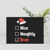 Kerst Leuk Stout Bruh Grappige Kerstlijst Feestdagenkaart (Staand voorkant)