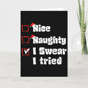Kerst leuk stout ik zweer dat ik het geprobeerd he kaart