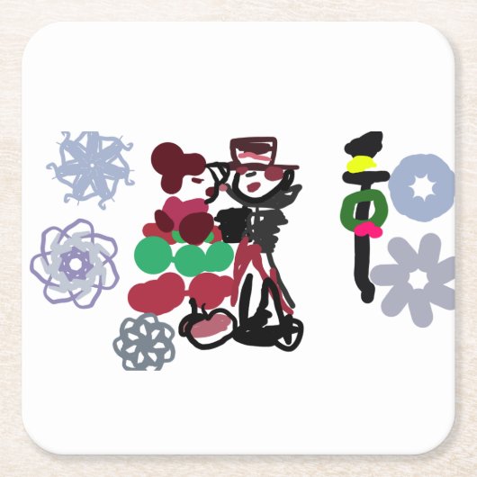 Kerst leuk wandelen kartonnen onderzetters (Voorkant)