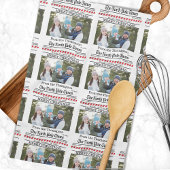 Kerst Leuke foto grillige krant patroon Theedoek