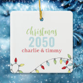 Kerst Leuke Foto Kleurrijke Vakantie String Licht Keramisch Ornament