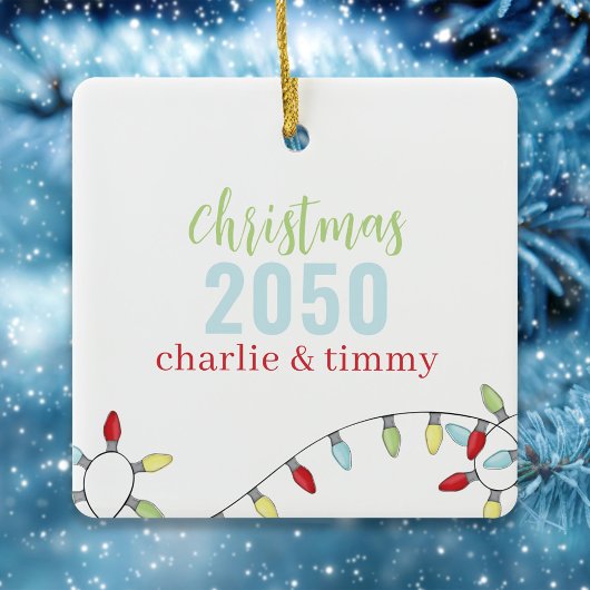 Kerst Leuke Foto Kleurrijke Vakantie String Licht Keramisch Ornament