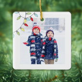 Kerst Leuke Foto Kleurrijke Vakantie String Licht Keramisch Ornament