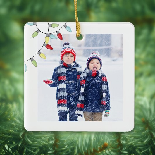 Kerst Leuke Foto Kleurrijke Vakantie String Licht Keramisch Ornament