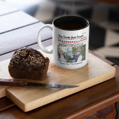 Kerst Leuke Foto Whimsical Krant Print Tweekleurige Koffiemok