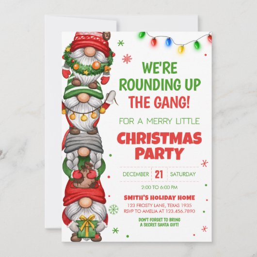 Kerst Leuke Gnomes Kerstfeest Kaart (Voorkant)