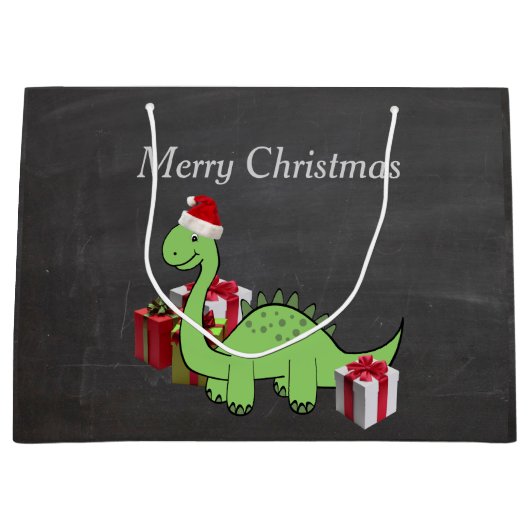 Kerst leuke grappige Santa dinosaurus krijtbord Groot Cadeauzakje (Voorkant)