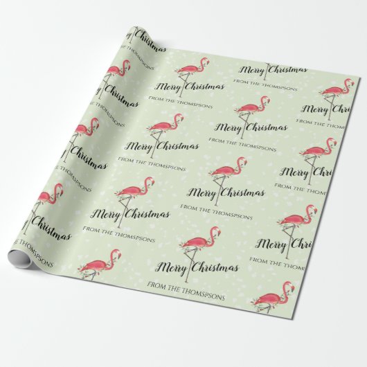 Kerst Leuke Kleurrijke Roze Flamingo Custom Cadeaupapier (Uitgerold)