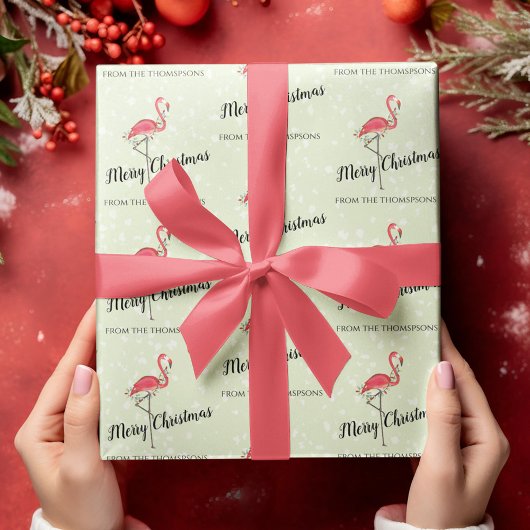 Kerst Leuke Kleurrijke Roze Flamingo Custom Cadeaupapier