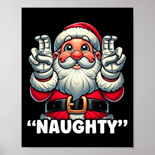 Kerst Leuke Lijst Santa Naughty Grappige Kerstmis Poster (Voorkant)