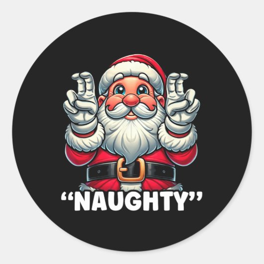 Kerst Leuke Lijst Santa Naughty Grappige Kerstmis Ronde Sticker (Voorkant)
