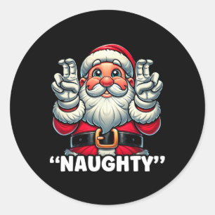 Kerst Leuke Lijst Santa Naughty Grappige Kerstmis Ronde Sticker