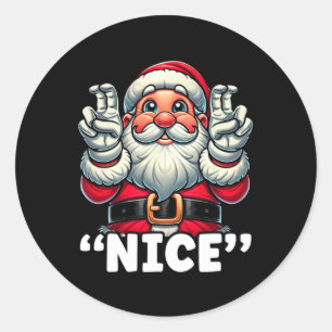 Kerst Leuke Lijst Santa Naughty Grappige Kerstmis Ronde Sticker