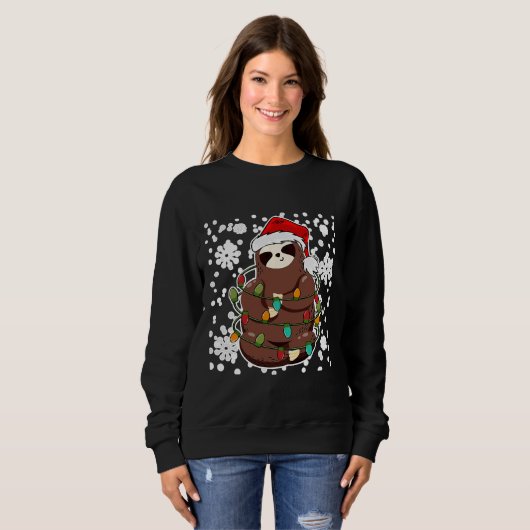 Kerst Leuke luiaard met lichten Trui (Voorkant volledig)
