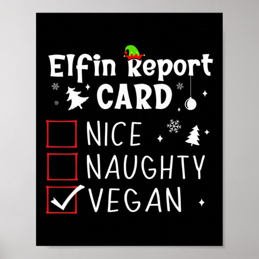 Kerst Leuke Naughty Funny Kerstlijst Vegan Funny Poster (Voorkant)