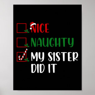 Kerst Leuke stoute lijst Mijn zus deed het familie Poster