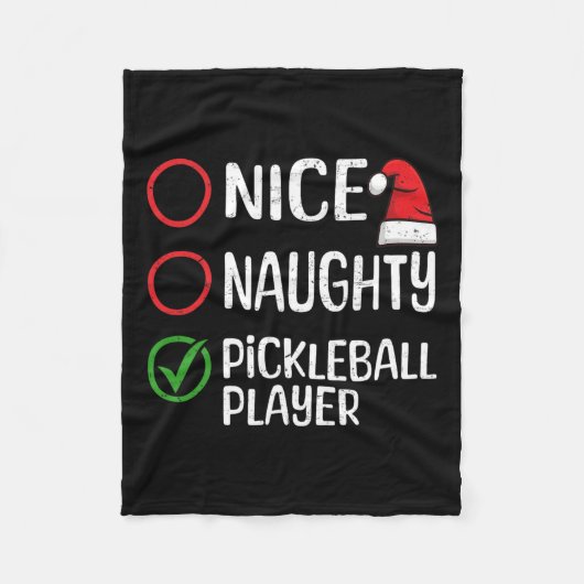 Kerst Leuke Stoute Pickleball Speler Kerstlijst Fleece Deken (Voorkant)