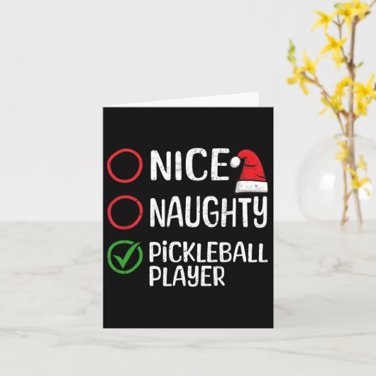 Kerst Leuke Stoute Pickleball Speler Kerstlijst Kaart (Gele Bloem)