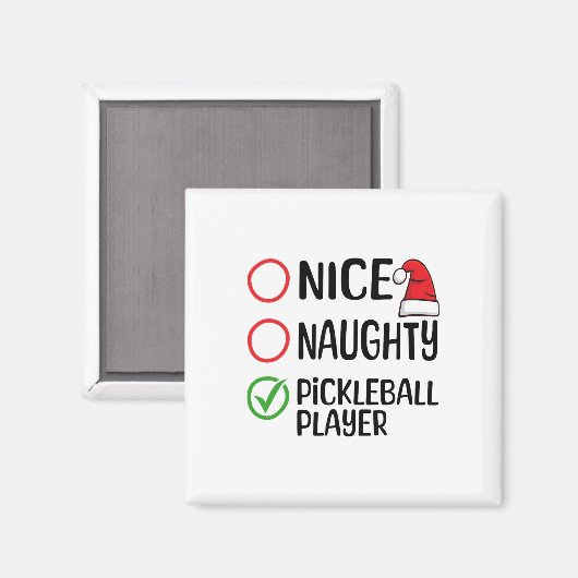 Kerst Leuke Stoute Pickleball Speler Kerstlijst Magneet (Voorkant / Achterkant)