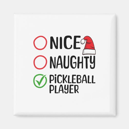 Kerst Leuke Stoute Pickleball Speler Kerstlijst Magneet (Voorkant)