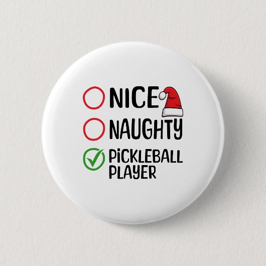 Kerst Leuke Stoute Pickleball Speler Kerstlijst Ronde Button 5,7 Cm (Voorkant)
