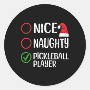 Kerst Leuke Stoute Pickleball Speler Kerstlijst Ronde Sticker