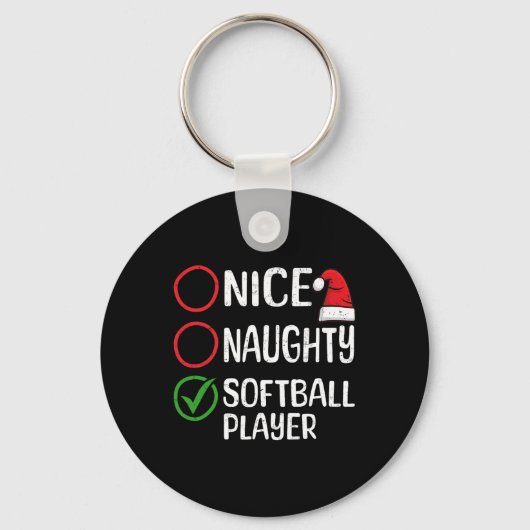 Kerst Leuke Stoute Softbal Speler Kerst L Sleutelhanger (Voorkant)