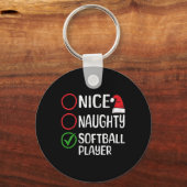 Kerst Leuke Stoute Softbal Speler Kerst L Sleutelhanger (Voorkant)