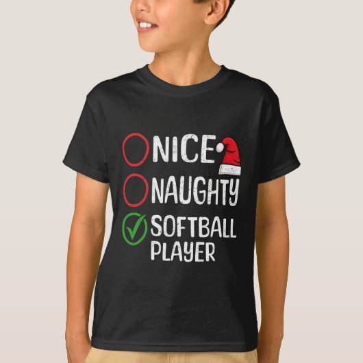 Kerst Leuke Stoute Softbal Speler Kerst L T-shirt (Voorkant)