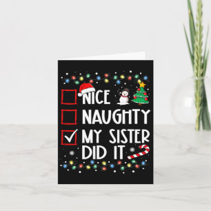 Kerst Leuke stoute zus deed het Xmas Family B Kaart
