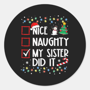 Kerst Leuke stoute zus deed het Xmas Family B Ronde Sticker