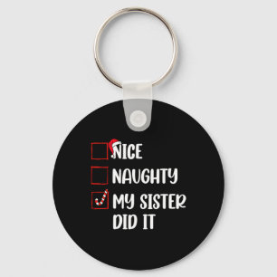 Kerst Leuke stoute zus deed het Xmas Family B Sleutelhanger