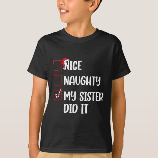 Kerst Leuke stoute zus deed het Xmas Family B T-shirt (Voorkant)
