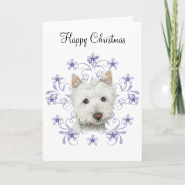 Kerst Leuke Westie Hond Kunst en Sneeuwvlok Feestdagen Kaart