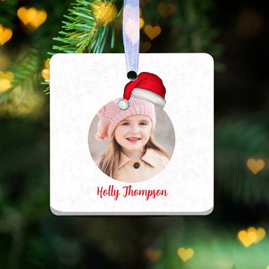Kerst Leuke Whimsical Santa Hat Foto Keramisch Ornament