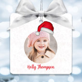 Kerst Leuke Whimsical Santa Hat Foto Keramisch Ornament