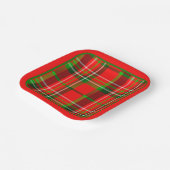 Kerst Levendig Rood Groen Geometrisch Tartan Patro Papieren Bordje (Gebogen)