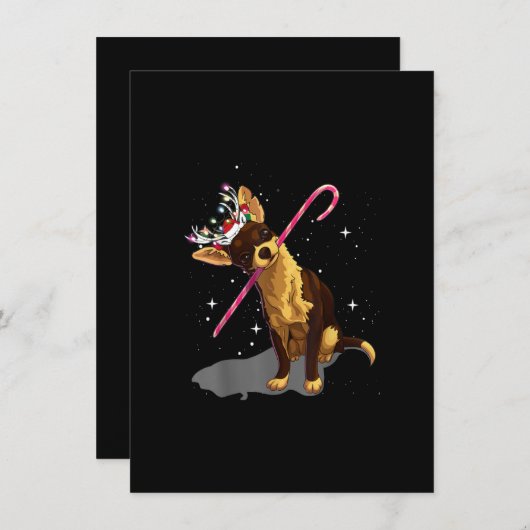 kerst licht chihuahua bedankkaart (Voorkant / Achterkant)