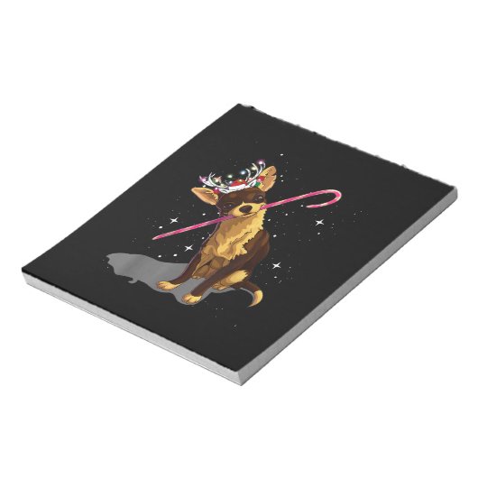 kerst licht chihuahua notitieblok (Linkerzijde)