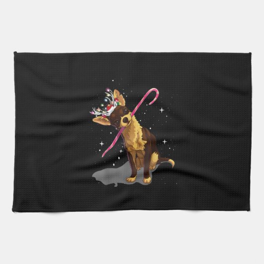 kerst licht chihuahua theedoek (Horizontaal)