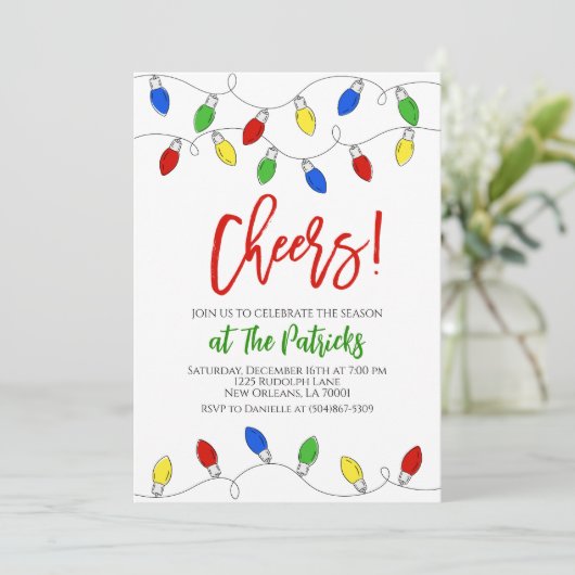 Kerst Licht Feest Uitnodiging (Staand voorkant)