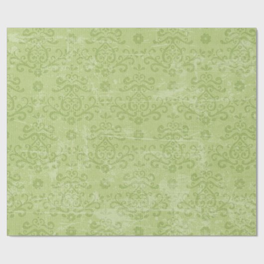 Kerst Licht Groen Damast Kant Inpakpapier (Vlak)