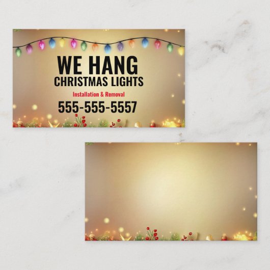 Kerst Licht installatie Visitekaartjes (Voorkant / Achterkant)