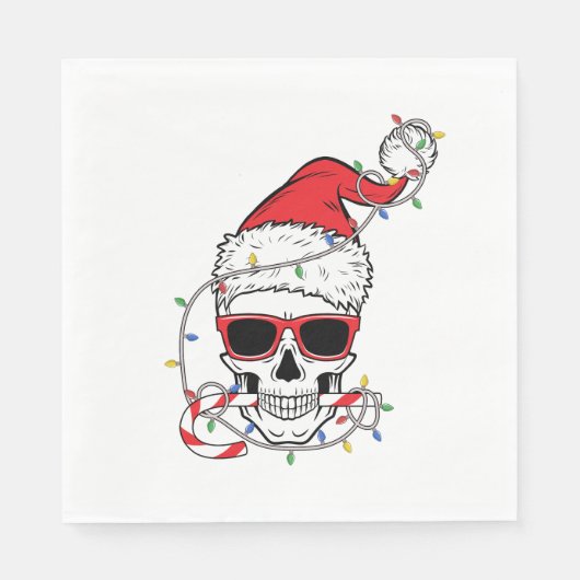 kerst-licht-skelet-schedel servet (Voorkant)