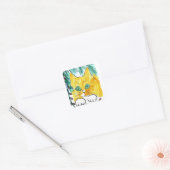 Kerst Licht String en de Kat Vierkante Sticker (Envelop)