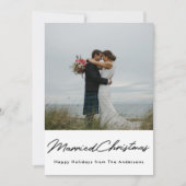 Kerst Lichten Getrouwd Kerst Pas getrouwd Foto Feestdagenkaart (Voorkant)