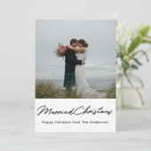 Kerst Lichten Getrouwd Kerst Pas getrouwd Foto Feestdagenkaart (Staand voorkant)